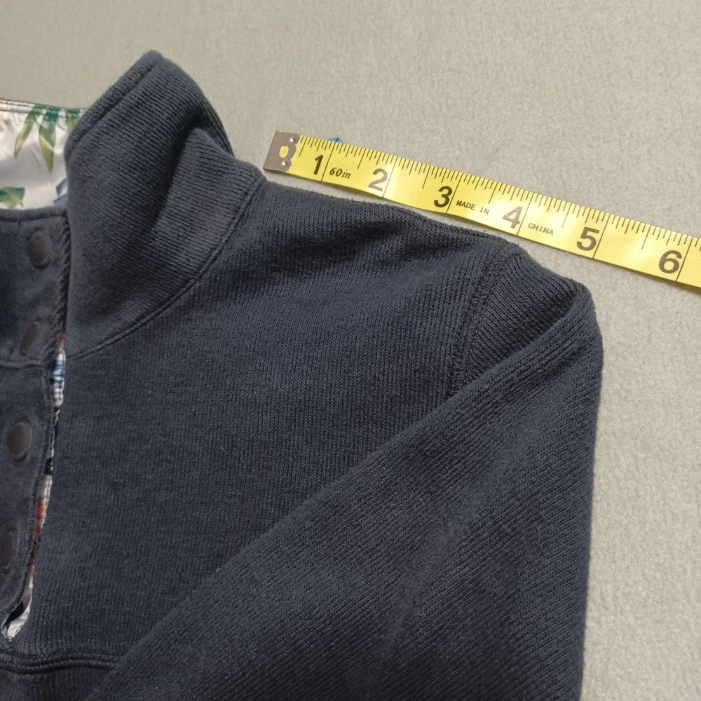 Tommy Bahama‎ Womens XS Navy Blue Fleece Snap Mock Neck Tropical Floral Pullover